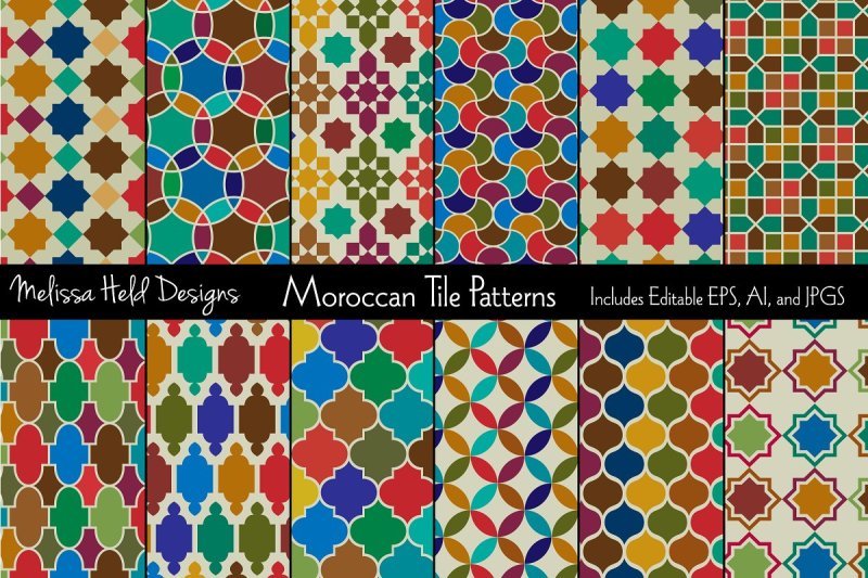 Colorful Moroccan Patterns By Melissa Held Designs | TheHungryJPEG