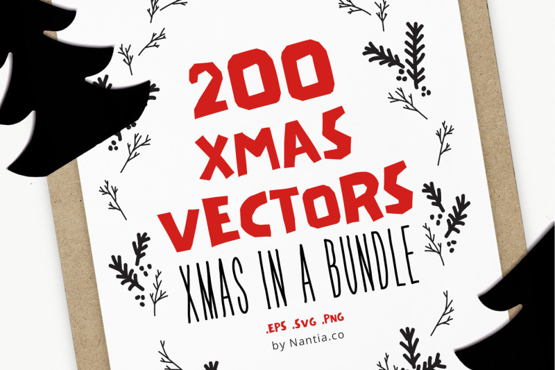 200 Items Christmas Bundle By Nantia Thehungryjpeg Com