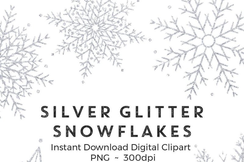 Blue Glitter Snowflakes Clipart - Png Files