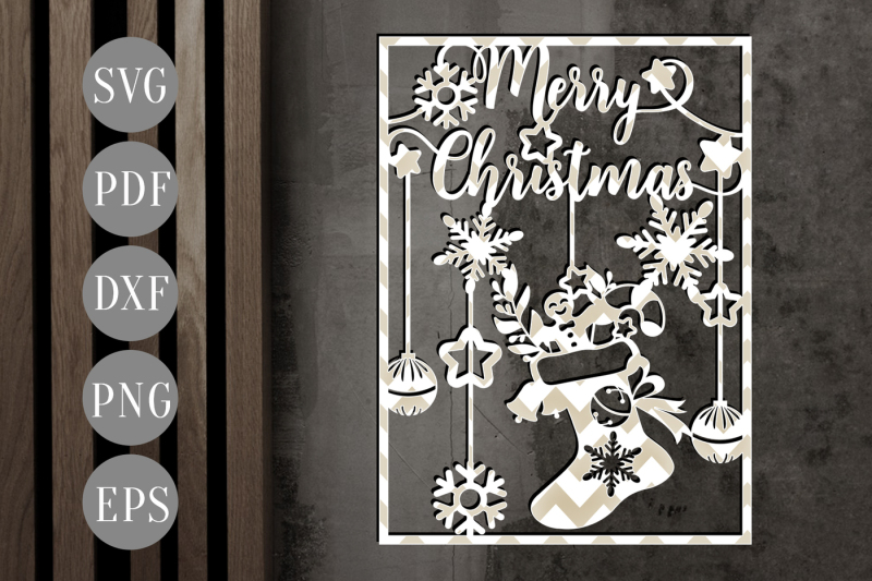 Merry Christmas Papercut, Xmas Ornament Cut Template, Winter DXF PDF By ...