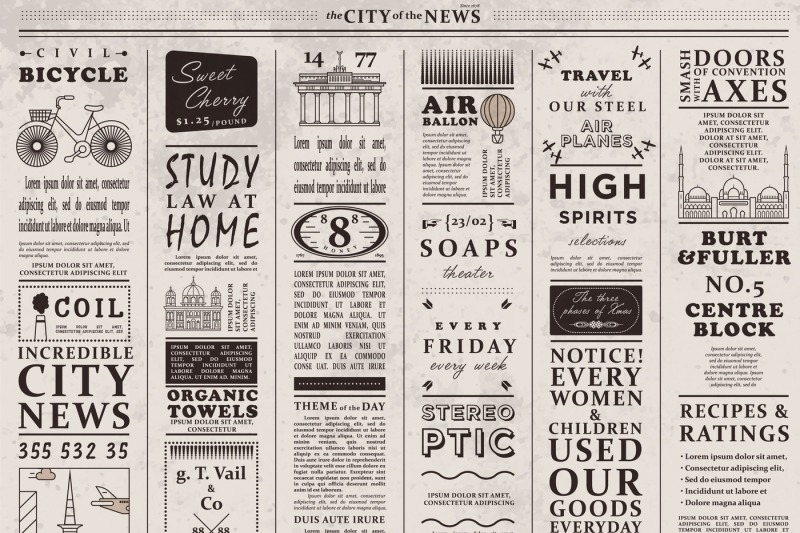 Design Of Old Vintage Newspaper Template Showing Articles With Headlin By Alfazet Chronicles Thehungryjpeg Com