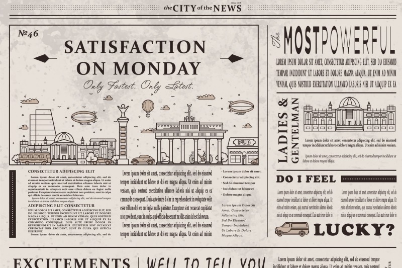 Design Of Old Vintage Newspaper Template Showing Articles With Headlin By Alfazet Chronicles Thehungryjpeg Com