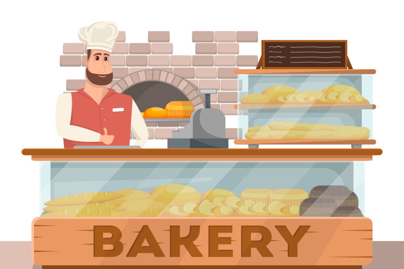 Bakery shop interior banner in cartoon style. By Alfazet Chronicles