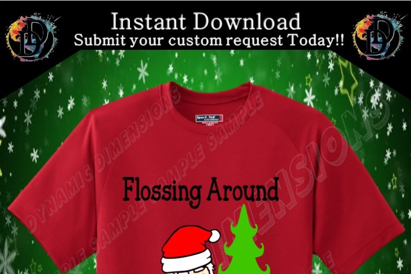 Santa Flossing Around The Christmas Tree Shirt Svg Christmas Files By Dynamic Dimensions Thehungryjpeg Com