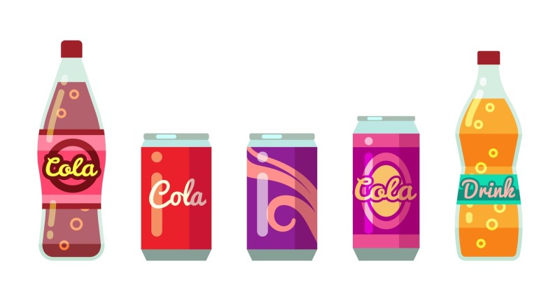 Soft drinks in bottles and cans vector illustration set By Microvector ...