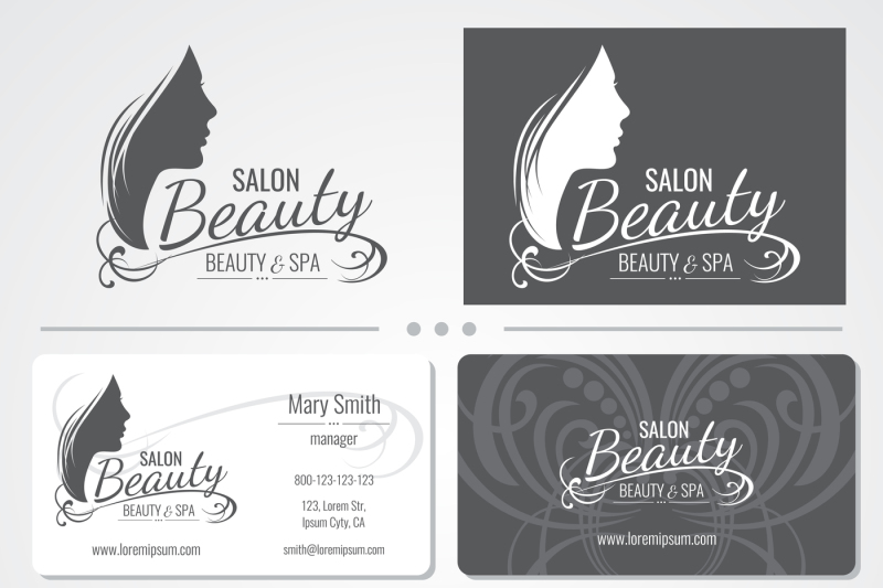 Beauty Salon Vector Business Card Templates With Beautiful Woman Face By Microvector Thehungryjpeg Com