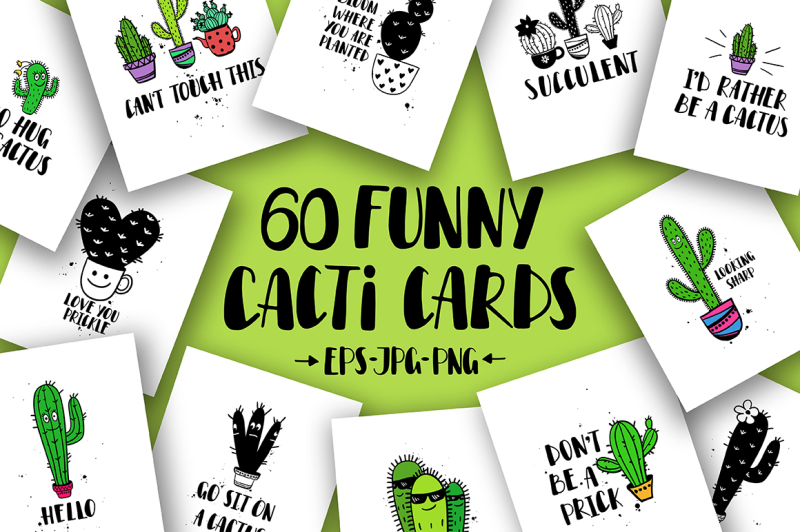 Cacti Cards By Annykos | TheHungryJPEG