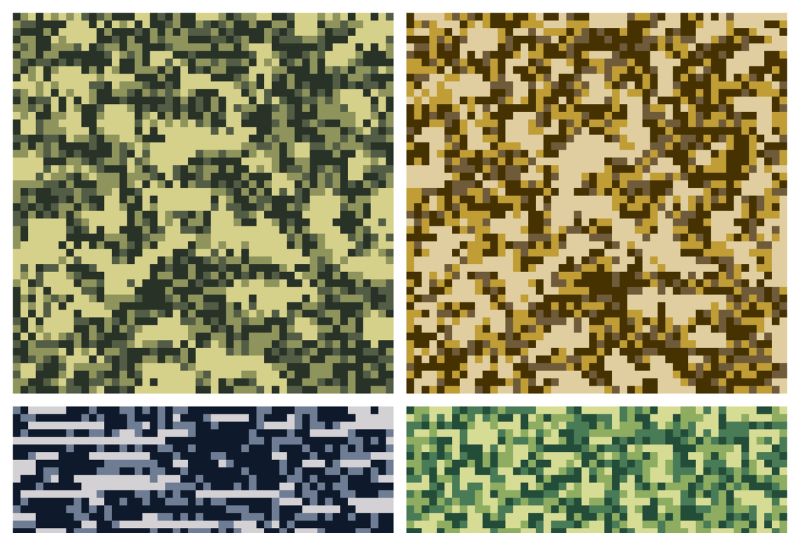 Military camouflage, army uniform fabric vector seamless patterns By ...