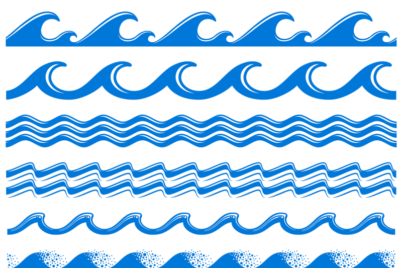 Download Sea water waves vector seamless borders set By Microvector | TheHungryJPEG.com