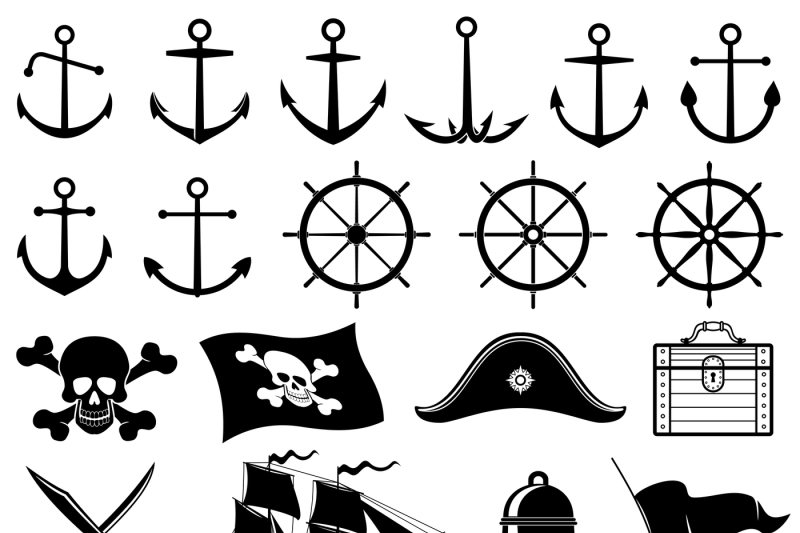 Vintage Nautical Marine Navy Pirate Vector Icons By Microvector Thehungryjpeg Com
