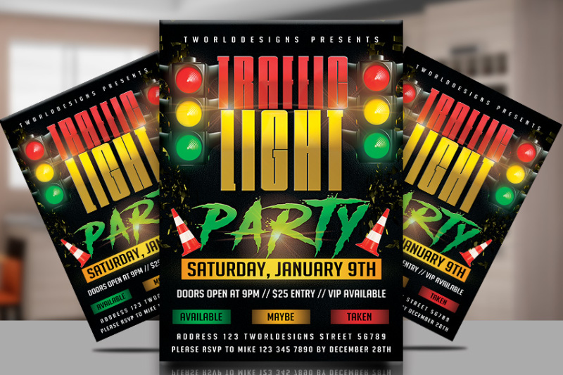Traffic Light Party Poster Template By TWorldDesigns