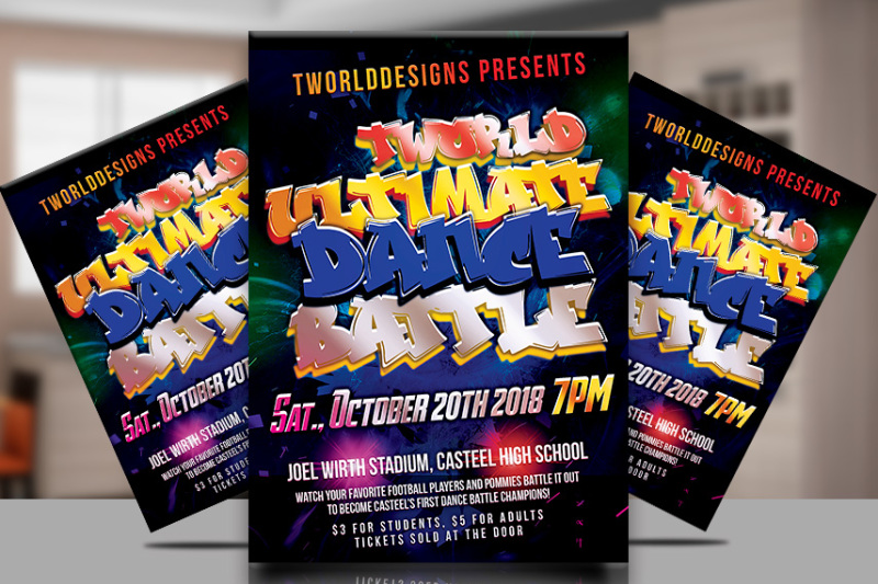 Ultimate Dance Battle party flyer Template By TWorldDesigns | TheHungryJPEG