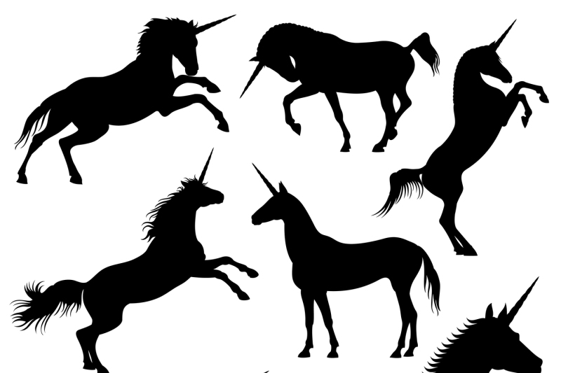 Download Mythical rebellious unicorn vector black silhouettes By ...