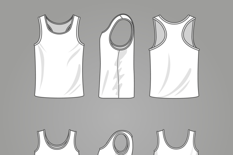 Mans and womans outline tank top vector mockup By | TheHungryJPEG