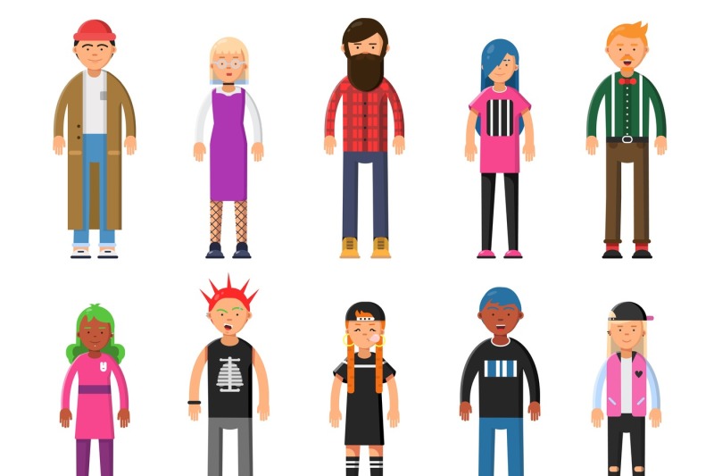 Funky young people. Hipsters characters male and female By ONYX ...