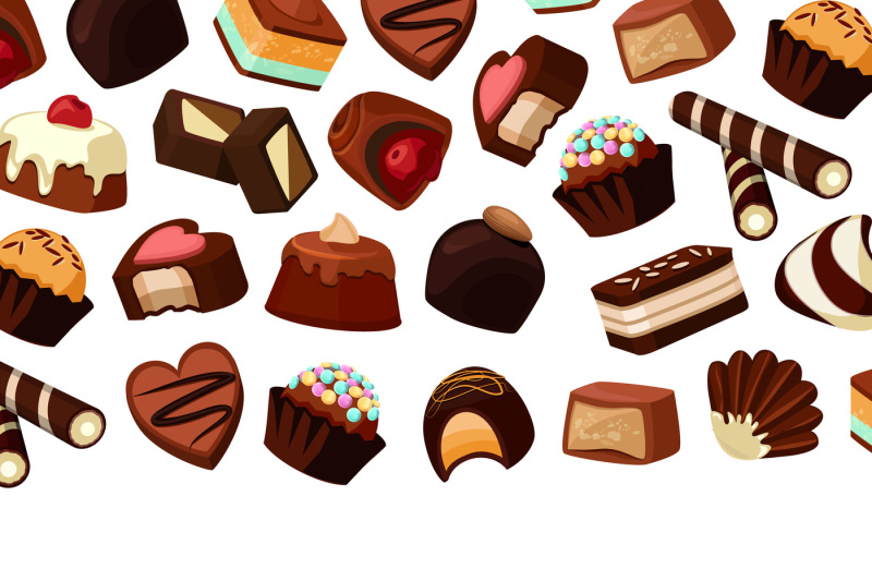 Vector Background With Place For Text And Cartoon Chocolate Candies By Onyx Thehungryjpeg Com