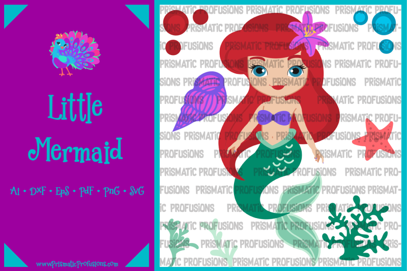 Little Mermaid SVG, Little Mermaid Clipart By Prismatic Profusions