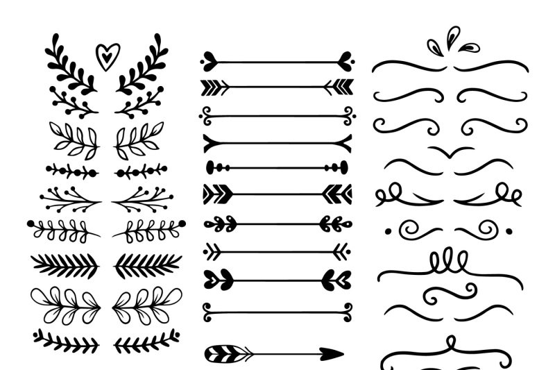 Download Flower ornament dividers. Hand drawn vines decoration ...