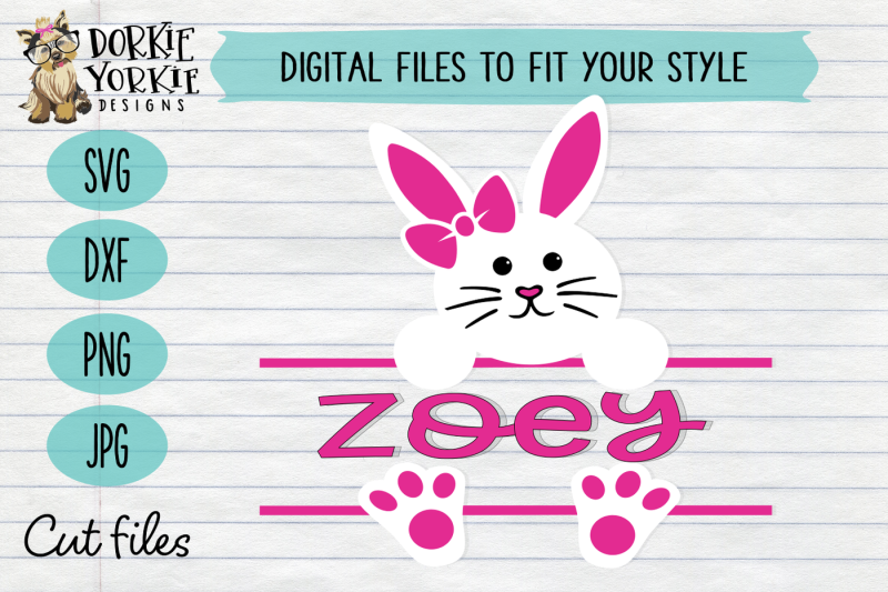 Easter Bunny Girl Monogram - SVG Cut File By Dorkie Yorkie Designs ...