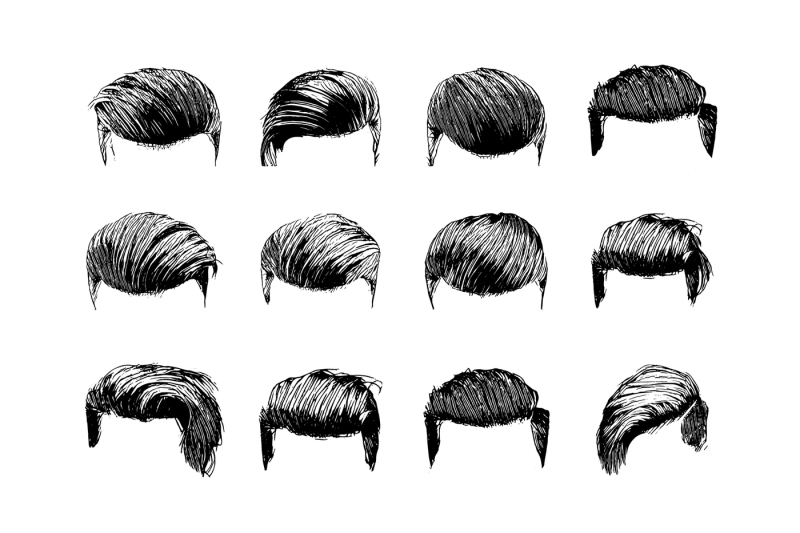 Set of vector man hairstyles By Artha Graphic Design Studio | TheHungryJPEG