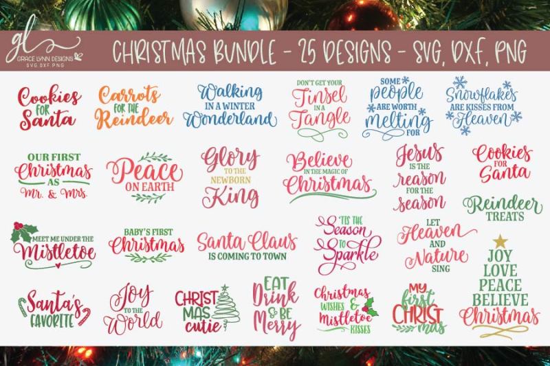 Huge Christmas Bundle 25 Designs Svg Dxf Png By Grace Lynn Designs Thehungryjpeg Com
