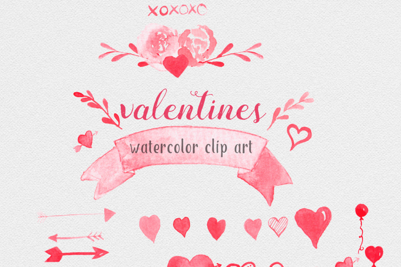 Download Valentine Watercolor Set By Wooly Pronto | TheHungryJPEG.com