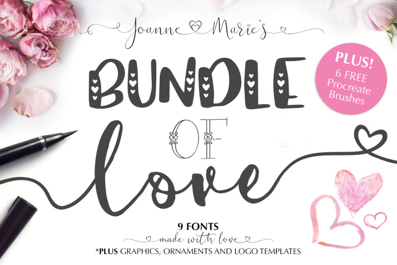 Valentine S Font Bundle Extras By Joanne Marie Thehungryjpeg Com