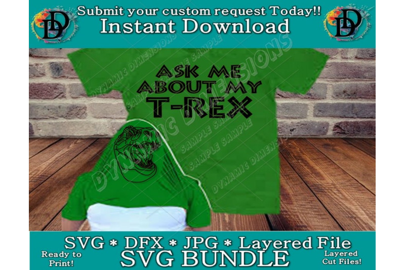 Ask me about my T-Rex SVG, shirt DXF | Cutting File | Cricut Cut By Dynamic | TheHungryJPEG