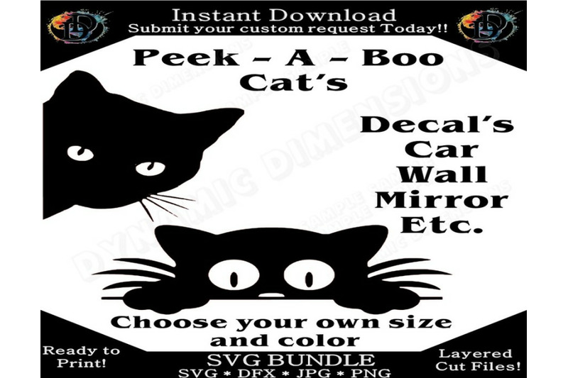 Download Peek A Boo Cat Decal Svg Corner Clinger Files Bundle Cut Files Sil By Dynamic Dimensions Thehungryjpeg Com PSD Mockup Templates