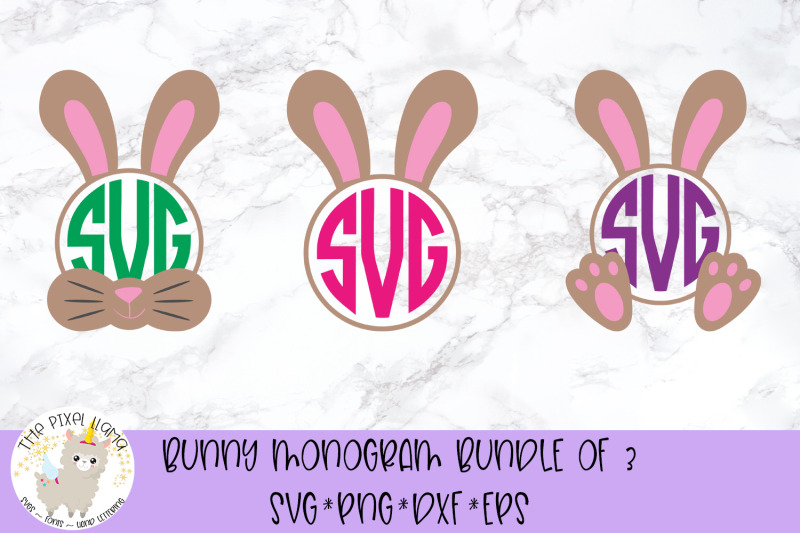 Bunny Monogram Easter Bundle Svg By The Pixel Llama Thehungryjpeg Com