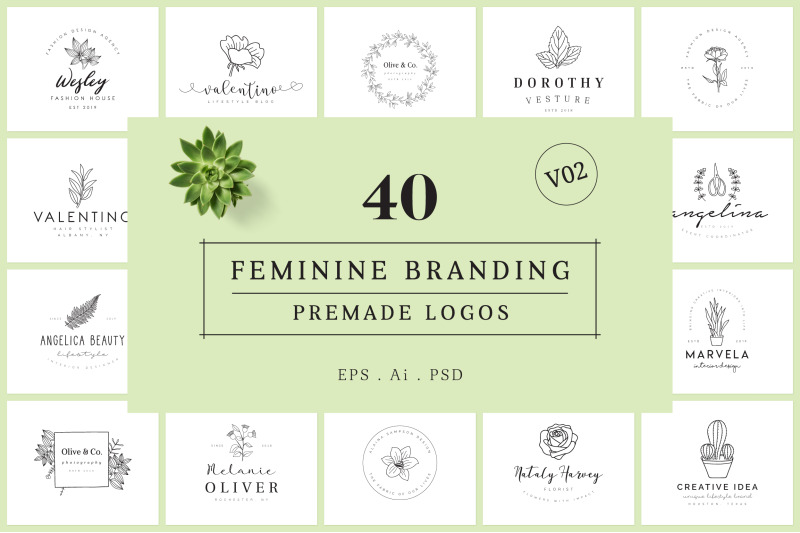 Feminine Branding Premade Logos V02 By Xpertgraphicd Thehungryjpeg Com
