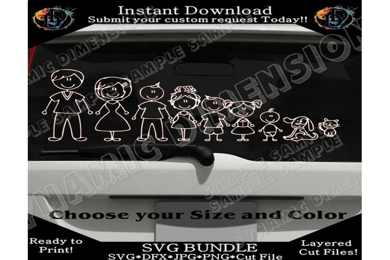 Download Family Car Decal Stick Figure Digital Cutting Files Silhouette Cameo S By Dynamic Dimensions Thehungryjpeg Com
