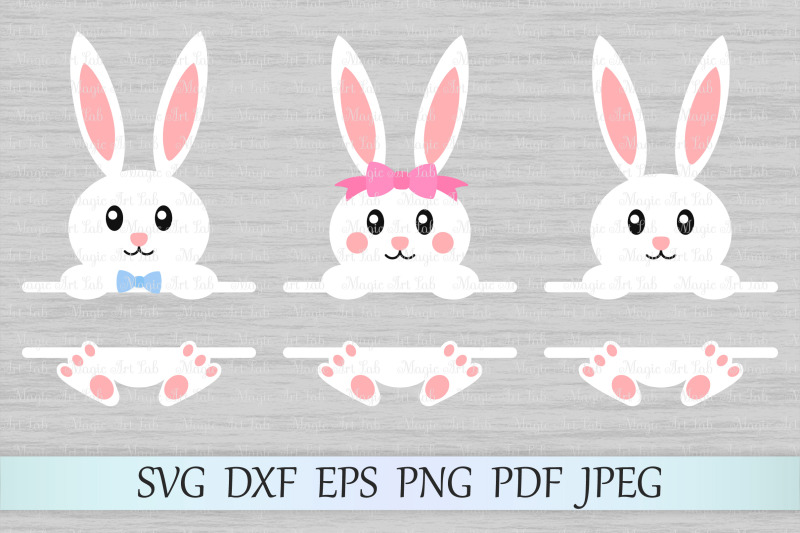 Easter Bunny Svg Monogram Cut Files Kid Digital Designs. Easter Svg Files for Cricut and Silhouette Bunny Svg Split Chevron and Polka Dots