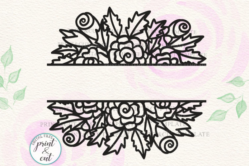 Download Wedding Floral Split Monogram Hand Drawn Simple Flowers Svg Dxf Cut By Kartcreation Thehungryjpeg Com