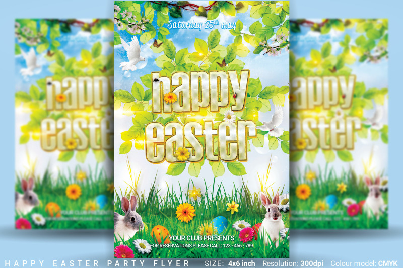 Happy Easter Party Flyer By Artolus Thehungryjpeg Com