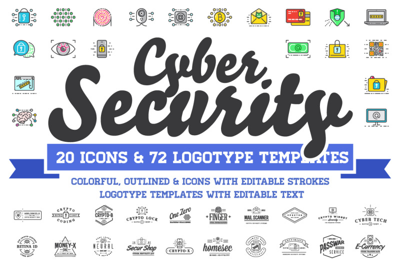 Cyber Security Logos And Icons Set By Ckybe S Store Thehungryjpeg Com