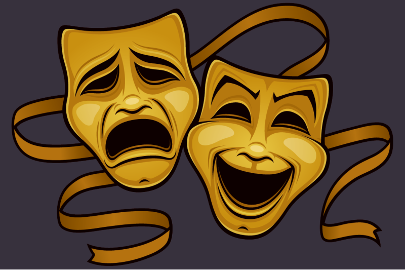 Gold Comedy And Tragedy Theater Masks By fizzgig