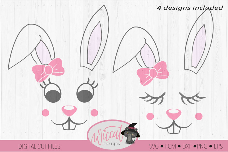 Easter bunny girl face, Bunny with ribbon face svg, Tumbler bunny svg ...