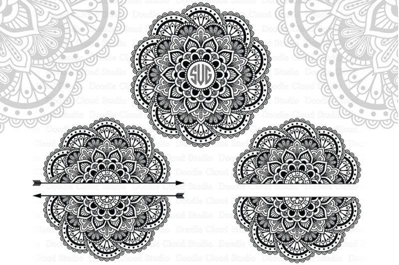 Mandala Monogram Svg Arrow Mandala Svg Split Mandala Svg Files By Doodle Cloud Studio Thehungryjpeg Com