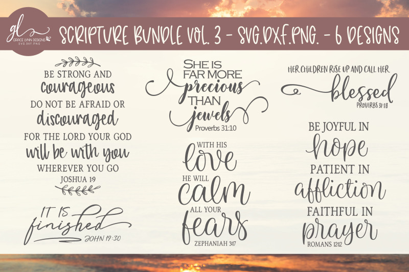 Scripture Bundle Vol 3 6 Designs Svg Dxf Png By Grace Lynn Designs Thehungryjpeg Com