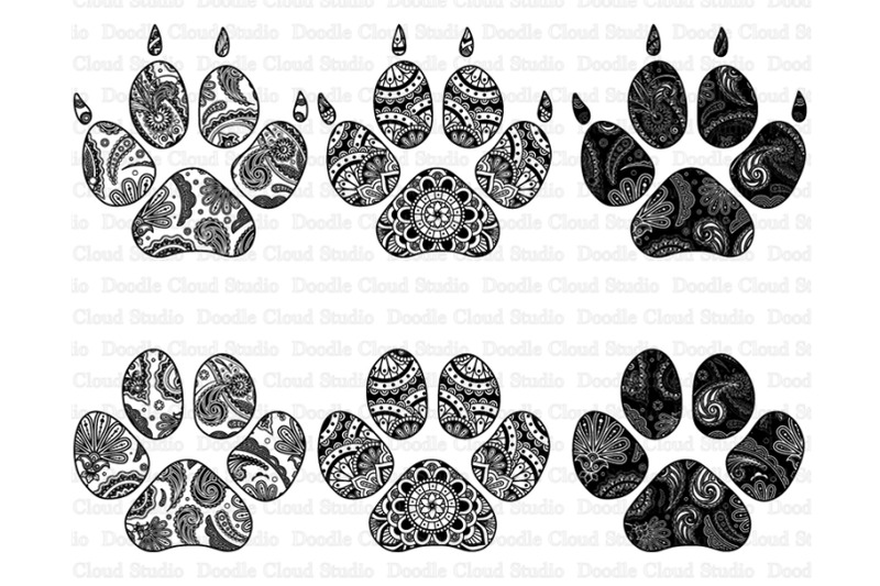 Download Paw Mandala SVG, Zentangle Paw SVG, Cat Paw Mandala, Dog ...