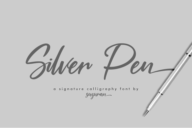 Silver Pen Script By Suzuran Thehungryjpeg Com