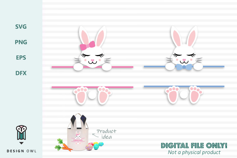 Download Easter bunny name / monogram frame - SVG file By Design ...