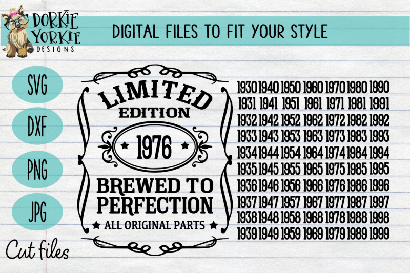 Download Brewed to Perfection Limited Edition -Milestone - Birthday - SVG Cut By Dorkie Yorkie Designs ...