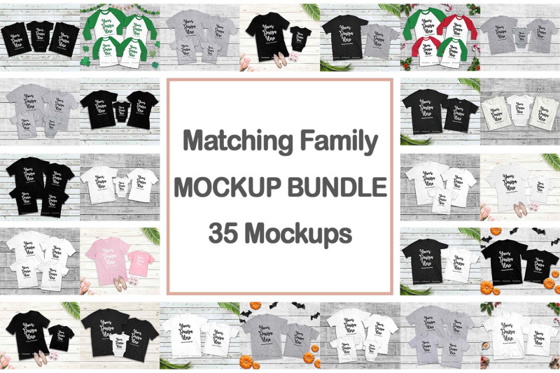 Matching Family White T-Shirts Mockup, 4 Parents Kids Shirts By  MockupStation