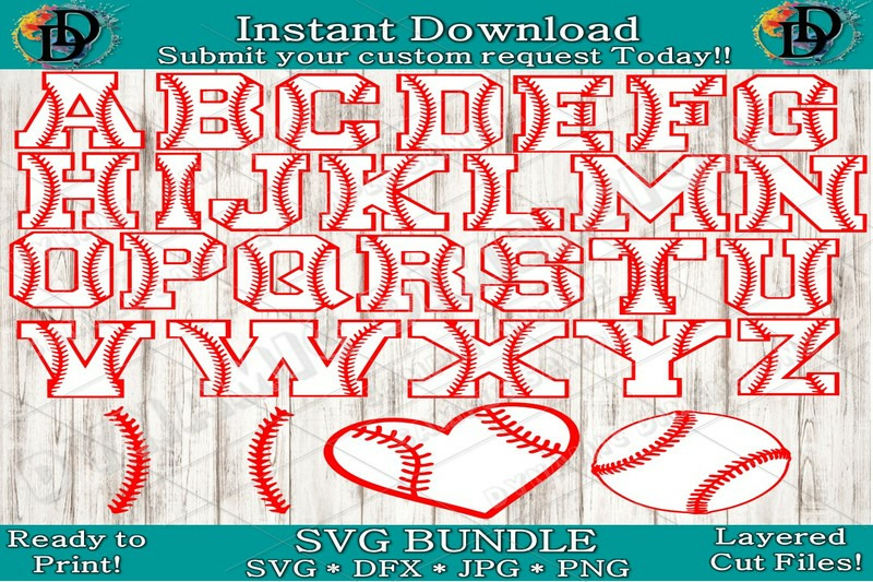 Baseball SVG, Baseball font, alphabet, numbers svg, png, dxf, pdf for By  Dynamic Dimensions | TheHungryJPEG