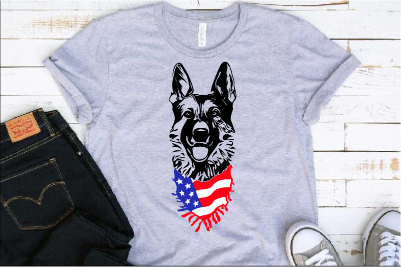  German shepherd dog head Scarf US flag SVG 4th July Breed 