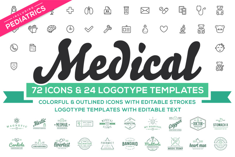 Medical Pediatrics Icons Logos Set By Ckybe S Store Thehungryjpeg Com