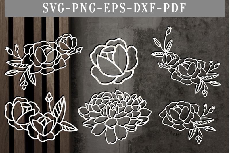 Download Bundle Of 6 Floral Papercut Template Flowers Scrapbook Dxf Svg Pdf By Personal Epiphany Thehungryjpeg Com