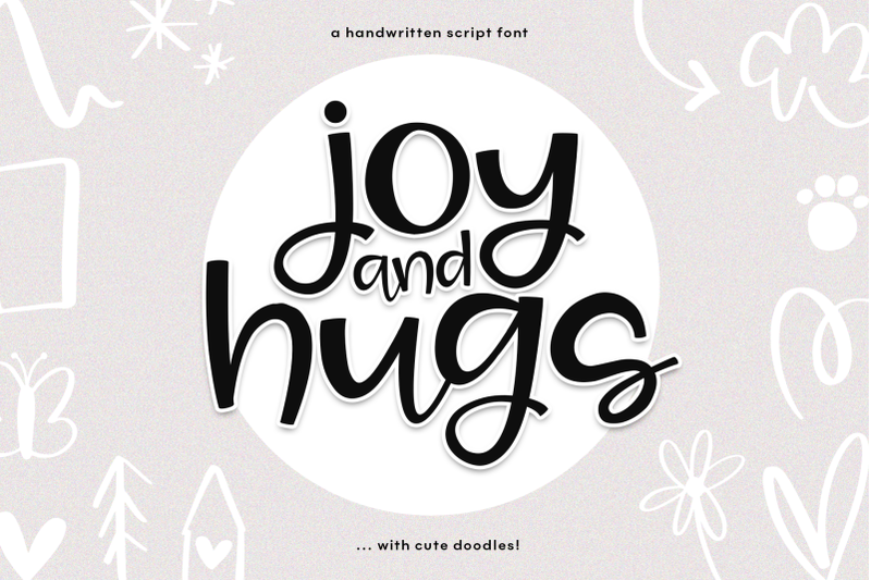Joy Hugs Handwritten Script Font Doodles By Ka Designs Thehungryjpeg Com